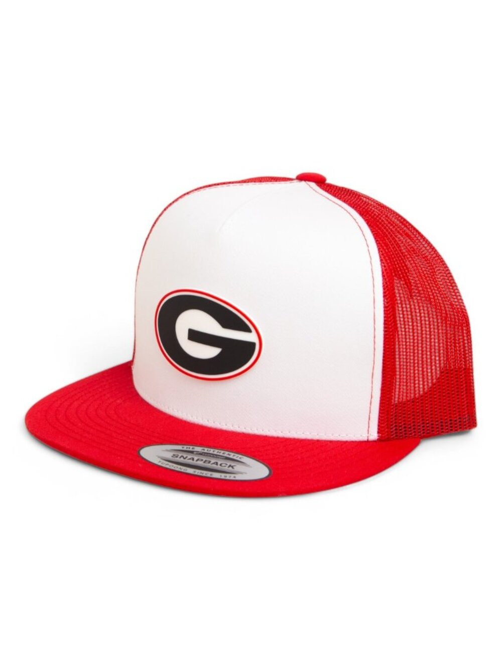 Georgia Bulldogs Power G 3D YP Snapback Flat Bill Trucker Hat- White/ Red